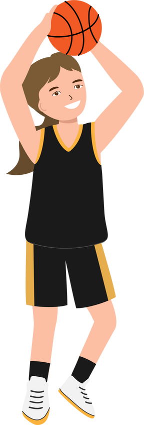 kid character playing basketball